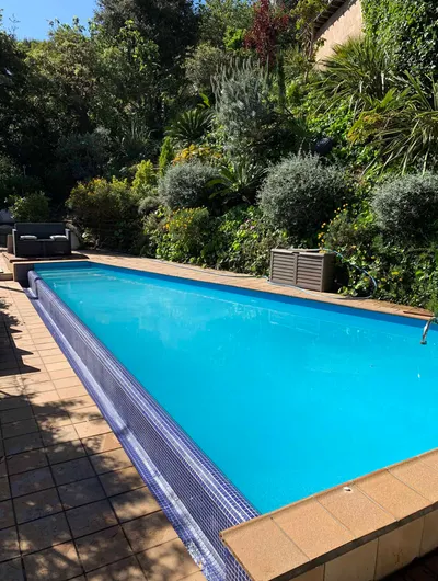 Heated swimming pool close-up